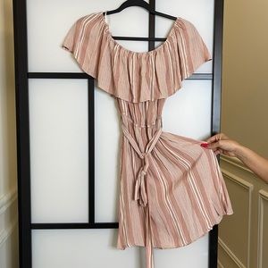 Pink and white dress with tie to wrap around your waist